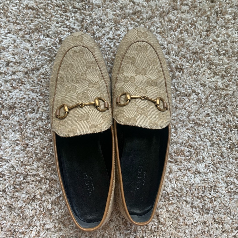 Gucci Beige Monogram Loafers for Women - Picture 2 of 9